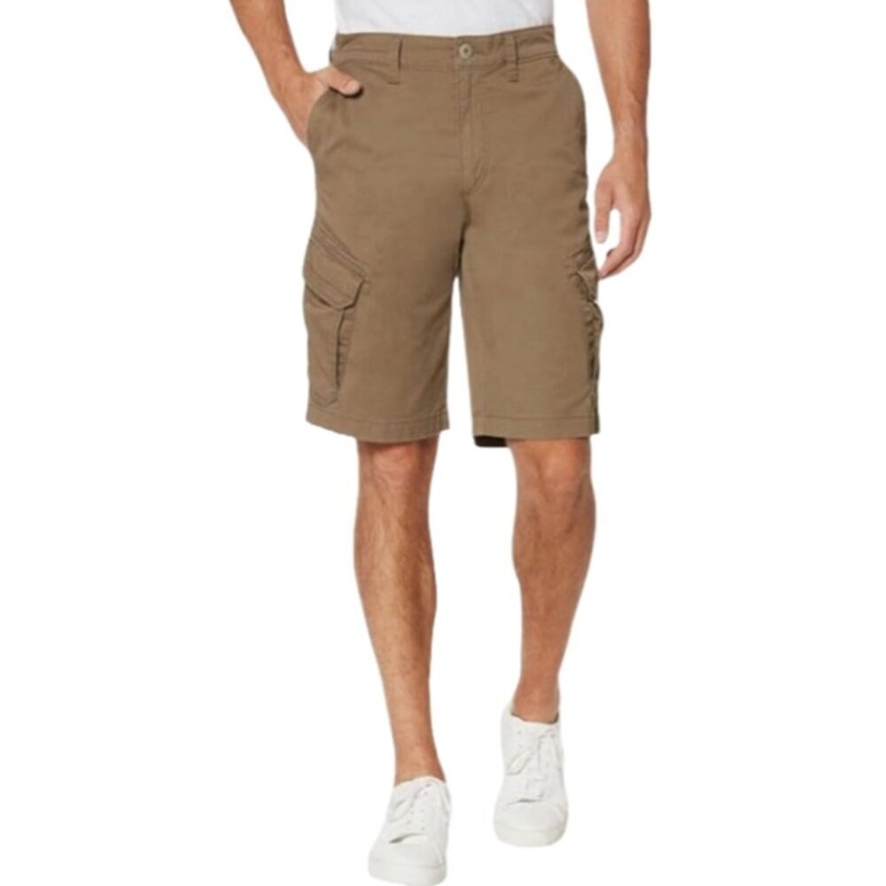 UNIONBAY Mens Flex Waist Lightweight Cargo Shorts - Dark Tan